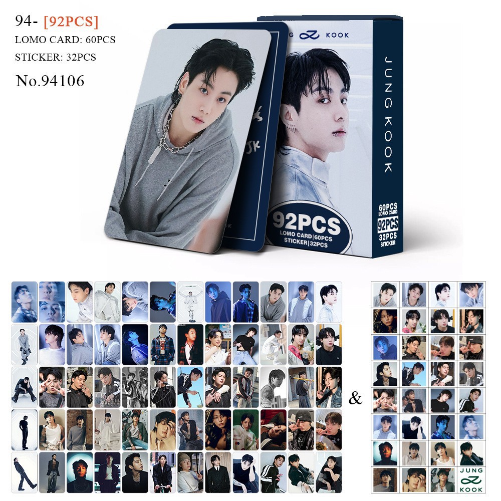Komplettes 92-teiliges goldenes holografisches JUNGKOOK-Set – HD-Albumkarten Collector's Edition