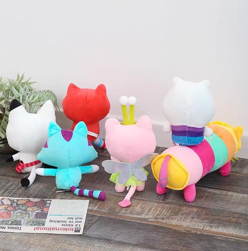 9 estilo gabby casa de bonecas brinquedo de pelúcia mercat desenhos animados animais de pelúcia sereia carro gato plushie boneca crianças