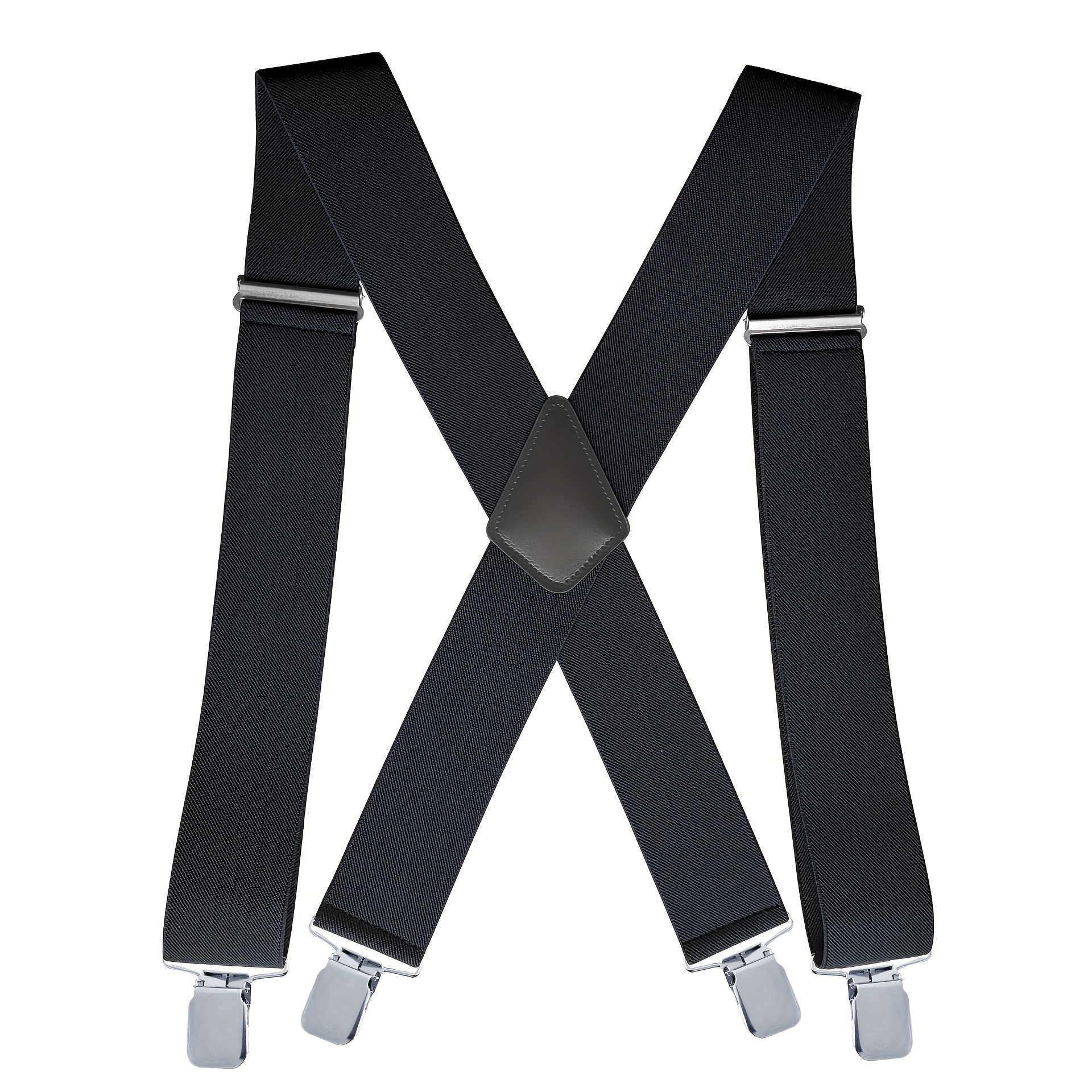 Heavy Duty Big Size Suspenders for Men Work Outdoor 2 Inch Wide X Back 4 Strong Clips Adjustable Elastic Trouser Braces Straps