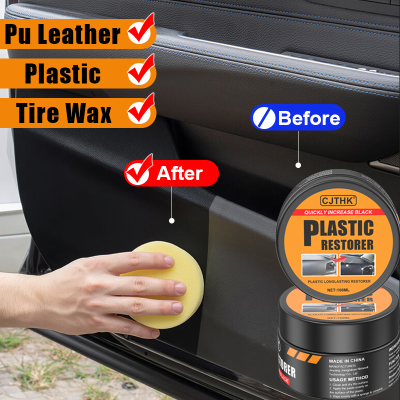 Restaurador de plástico para coche, agente de revestimiento de cera para renovación de paneles y cuero Interior de coche, brillo negro, revestimiento de reparación y pulido automático