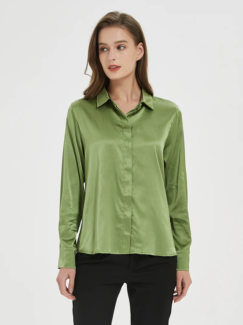 SuyaDream Người Phụ Nữ Chắc Chắn Áo Sơ Mi Thật 93% Lụa 7% Spandex Tay Dài Sang Trọng Blouses2022 Thu Xuân Nữ Công Sở Hàng Đầu