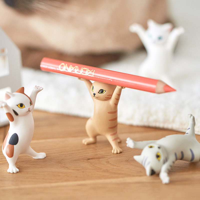 5pcs Dancing Cats Will Lift up Cat Figurines Decorated with Stylish Anime Cat Toys for Desktop Storage