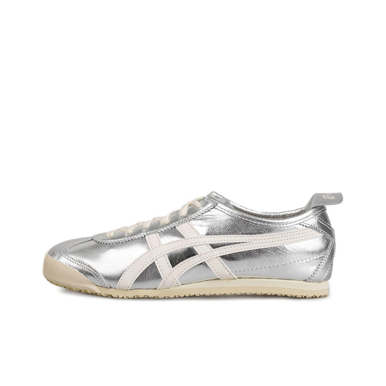 Asics Onitsuka Tiger MEXICO 66 Original รองเท้า Classic Tiger Onitsuka ผู้หญิงผู้ชายรองเท้าผ้าใบน้ําหนักเบาเงินสีขาว