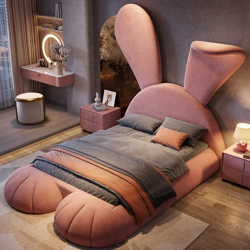 Customizable Children Bed Rabbit Beds Queen Size Full Size Kids Upholstered cama para niña