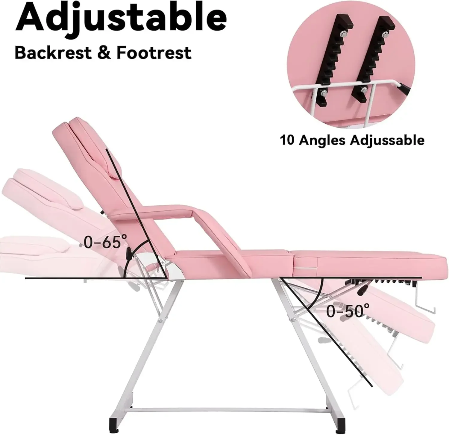 Multipurpose 3-Section Spa Massage Table with Hydraulic Stool, 73-inch Adjustable Tattoo Chair Esthetician Lash Bed, Salon Chair