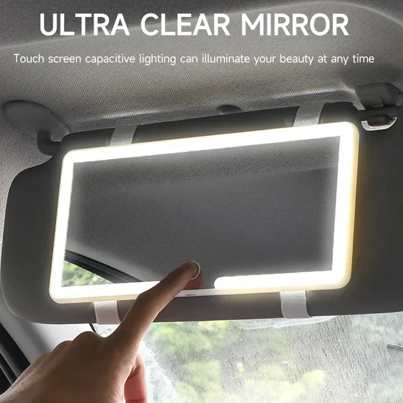 Modo de luz LED, espejo de tocador con visera de atenuación continua, espejo de tocador con sensor táctil recargable, práctico espejo de tocador para coche