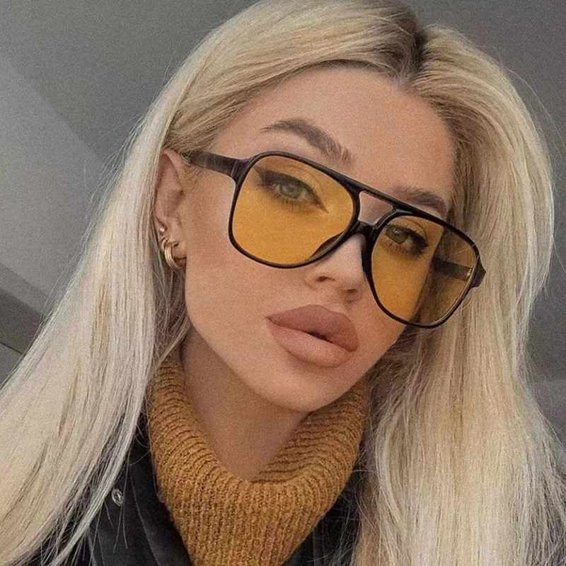 2023 gafas de sol cuadradas de doble puente para mujer, gafas de sol Vintage de marca de diseñador para hombre, gafas de sol de gran tamaño exageradas para mujer
