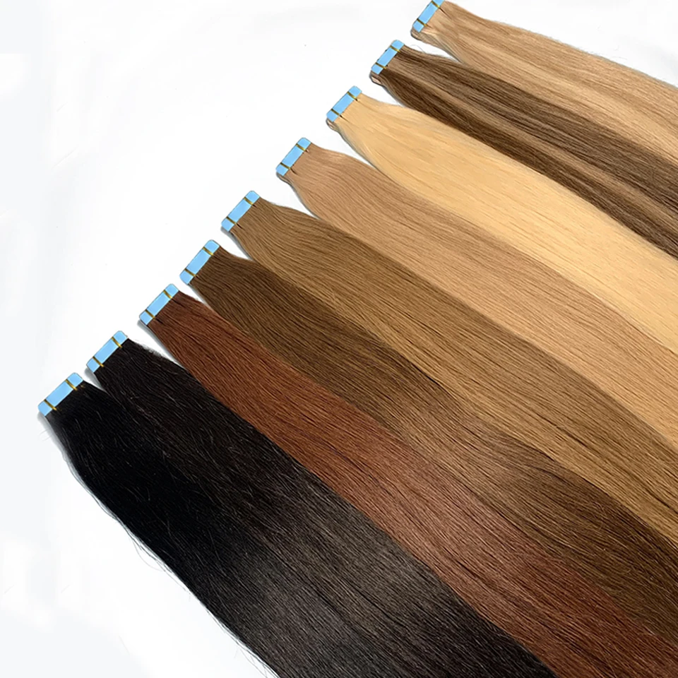 เทปบราซิลต่อผมตรง100% Real Remy มนุษย์ Weft กาวกาว Salon คุณภาพสำหรับผู้หญิง
