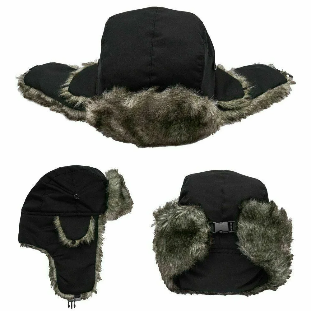 Trapper de invierno para hombre, aviador, soldado, orejeras, cálido, ruso, impermeable, gorro de esquí, gorra de bombardero, gorros protectores de orejas cálidos rusos