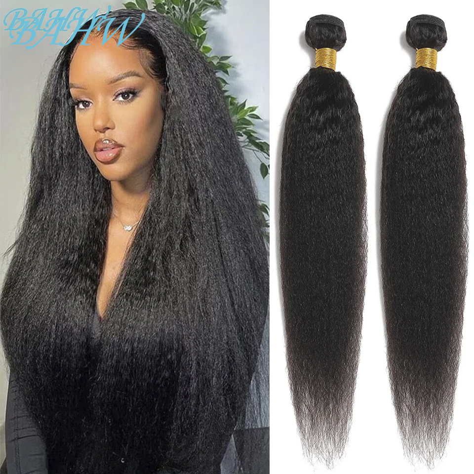 12a brasileiro kinky cabelo reto pacotes yaki em linha reta 100% virgem extensões de cabelo humano 1/2/3 pçs cabelo cor natural para mulher