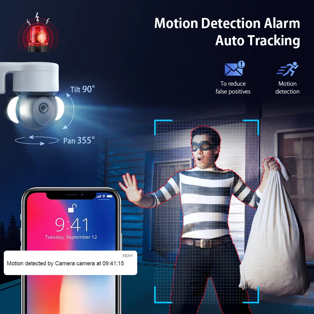 INQMEGA 5MP TUYA Cámara inteligente en la nube cámara de videovigilancia WIFI al aire libre seguimiento automático Google Home Alexa IP cámara CCTV PTZ
