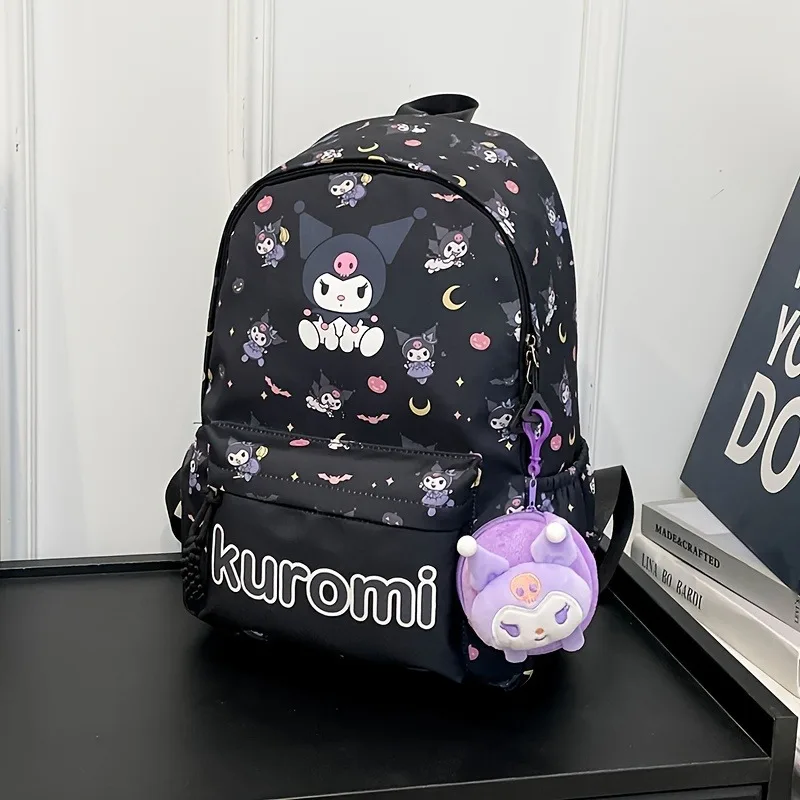 Mochila Hello Kitty Sanrio, mochila fofa Kuromi Cinnamoroll, bolsa escolar de anime de desenho animado, mochila casual de viagem para meninas