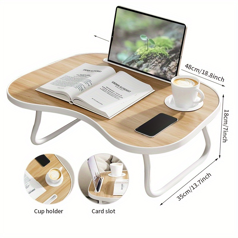 Versatile Foldable Laptop Desk with Cup Holder & Phone Stand ,Portable Bed Tray for Breakfast, Ideal for Floor Reading & Writing