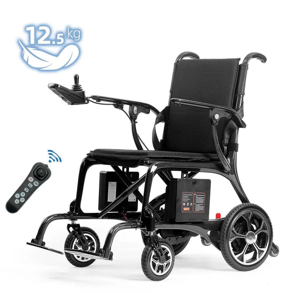 Upgrade Carbon Fiber Folding Portable Wheelchair Lightweight Remote Control Home Care Electric Wheelchair For Handicapped