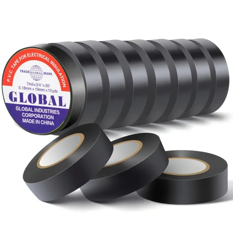 Cinta eléctrica de caucho negro resistente a altas temperaturas de 50 m, adhesivo aislante duradero y suave, utilizado para uso industrial, doméstico