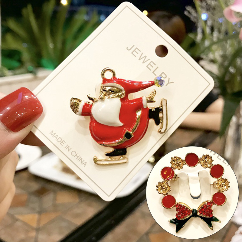 Natal esmalte broche boneco de neve papai noel árvore grinalda pinos de metal moda jóias presente para mulheres feliz natal decoração presentes