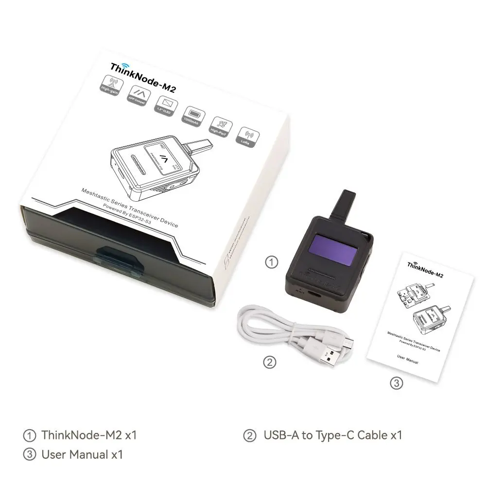 Dispositivo transceptor meshtástico LoRa Elecrow ThinkNode-M2, pantalla OLED de 1,3 ", alimentado por caja de estilo Modular ESP32-S3 opcional