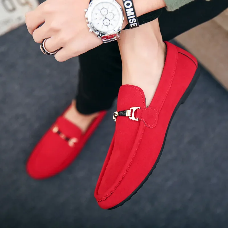 Slip-On Loafers สำหรับผู้ชายขับรถรองเท้าแตะคุณภาพสูงแฟลตชายรองเท้าหนังนิ่มสบายๆฤดูร้อนผู้ชายรองเท้า