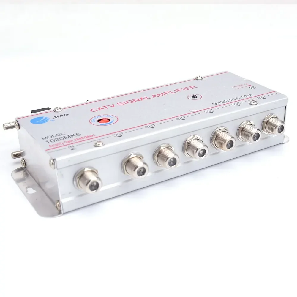 แอมพลิฟายเออร์สายเคเบิลทีวีเครื่องแยกสัญญาณ20dB เสาอากาศทีวีดิจิตอลอุปกรณ์ทีวีภายในบ้าน45MHz ถึง860MHz ปลั๊ก EU 220V