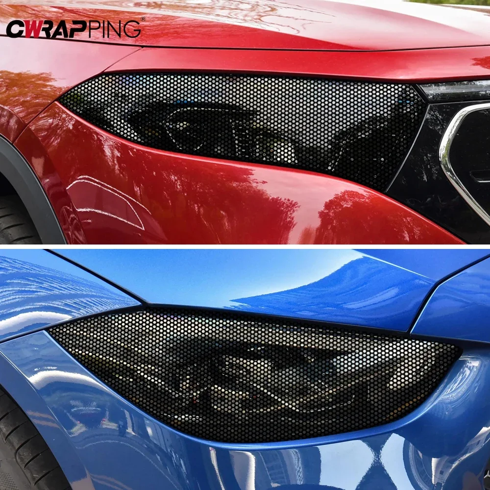 ไฟหน้ารถสติกเกอร์ Perforated ไวนิลกันน้ํา Anti-Scratch สติกเกอร์กาว DIY ป้องกันฟิล์มอุปกรณ์เสริมอัตโนมัติ