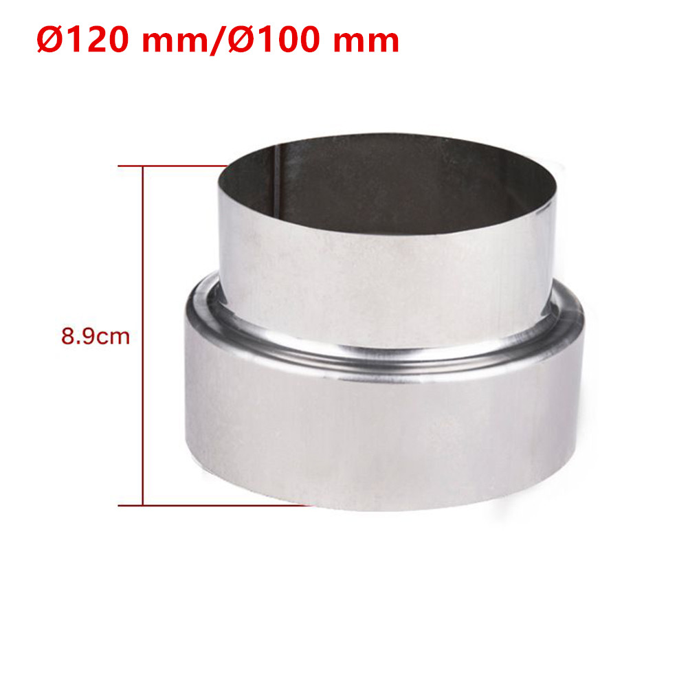 Reducción de extensión de tubo de estufa, reductor de tubo de escape de acero inoxidable, Conector de tubo, adaptador de chimenea de 60/70/80/90/100/110/120mm, 1 unidad