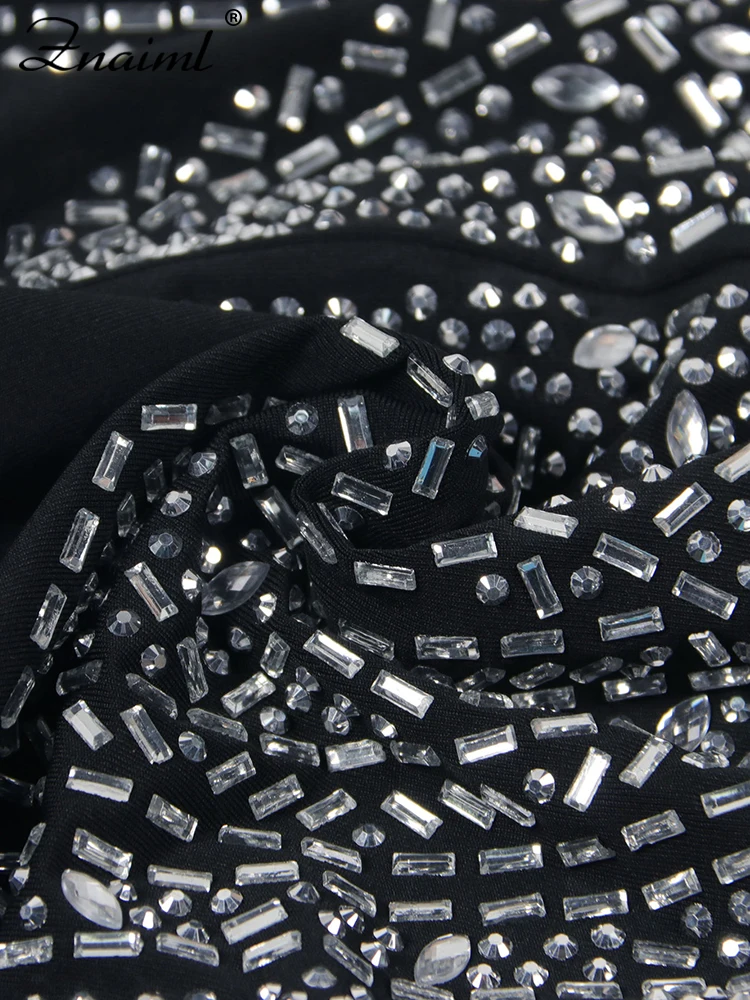 Znaiml-monos cortos con cuello en V profundo para mujer, trajes de vendaje Halter de diamantes de imitación, monos de cristal, fiesta de cumpleaños y Club nocturno