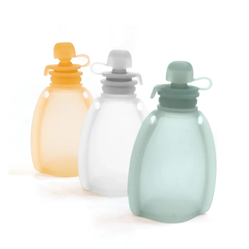 Bolsas de silicona recargables para comida de bebé, sin Bpa, 120ML, contenedores de almacenamiento reutilizables para apretar para niños pequeños, sin Bpa