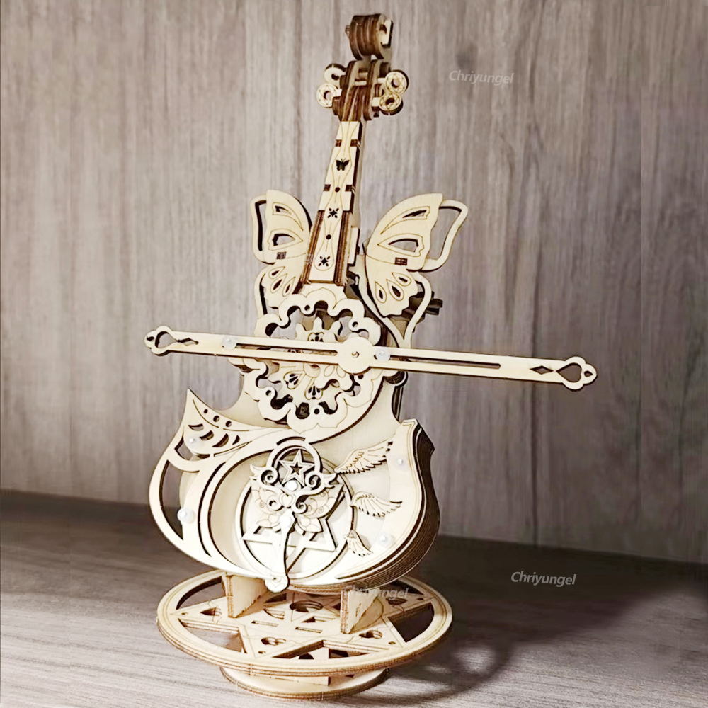 3D パズル木製チェロモデル DIY 組立バイオリンオルゴール構築キットホームリビングルームの装飾工芸品ギフト大人子供のため