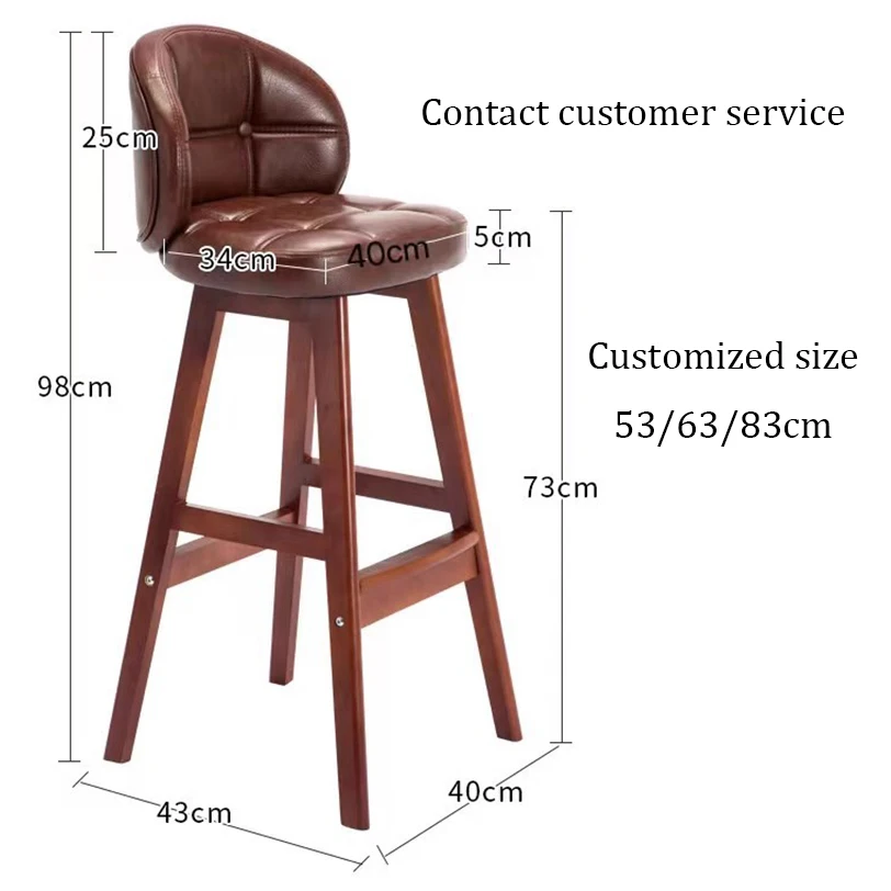 Bar Stools，Modern Faux Leather High Barstools with Back and Solid Wood Legs， Island Chairs for Kitchen Island, Bar, Counter