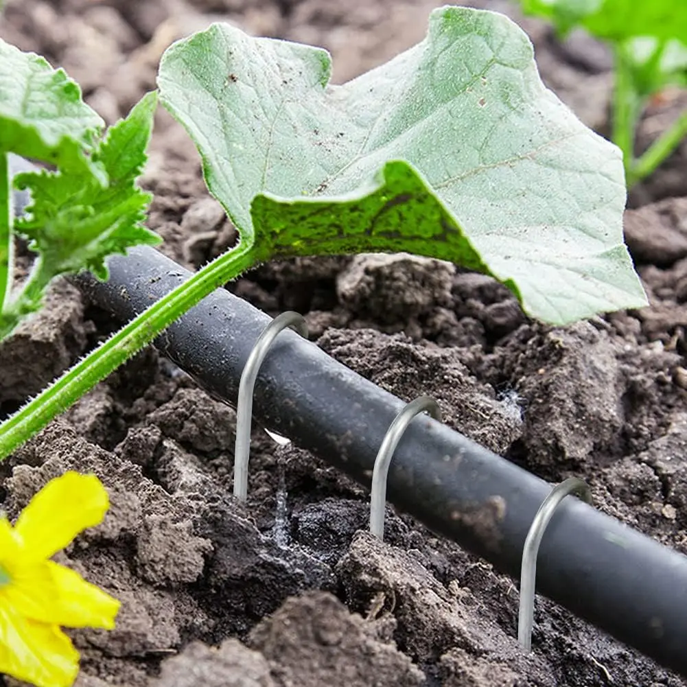 Punti metallici da giardino tipo U Pali per tubi per recinzione resistenti Perni per sod Punte per paesaggio zincate per contenere chiodi a terra per barriera per prati
