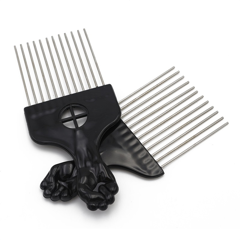 Peluquería profesional peinado Afro peine mango de plástico diente de Metal peluquería herramientas de selección de cabello rizado para hombre negro