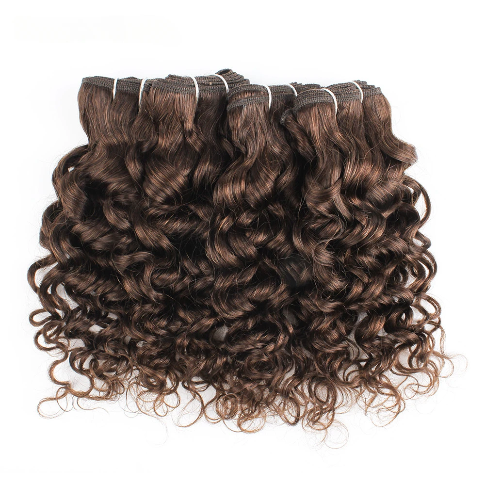 2/4 Chiếc Sóng Nước Tóc Bó 50 Gam/cái Nâu Đen 10 12 Inch Ngắn Bob Phong Cách Remy Tóc Của Con Người dệt Phần Mở Rộng