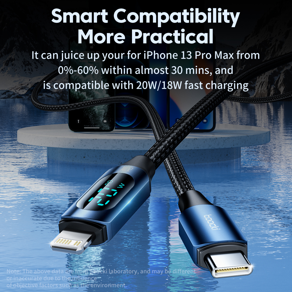 Toocki usb cタイプcケーブルiphone用14 13 12 11 pro max x xr 8 7 plus pd 36w高速充電器ライトニングデータワイヤーコードipad用1m
