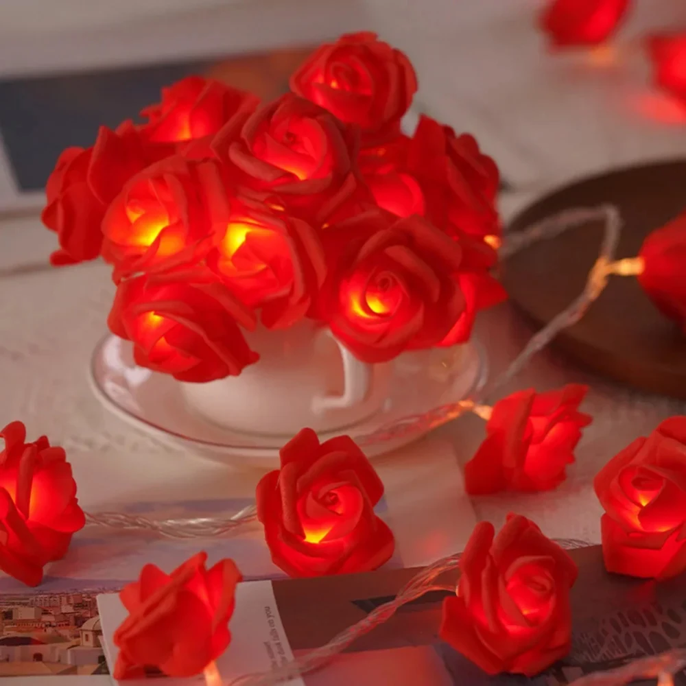 Red Pink Warm Blue RGB Rose Flower LED String Fairy Light Wedding Christmas Party Decoration 5V USB/Battery Power 1.5m 3m 6m 10m