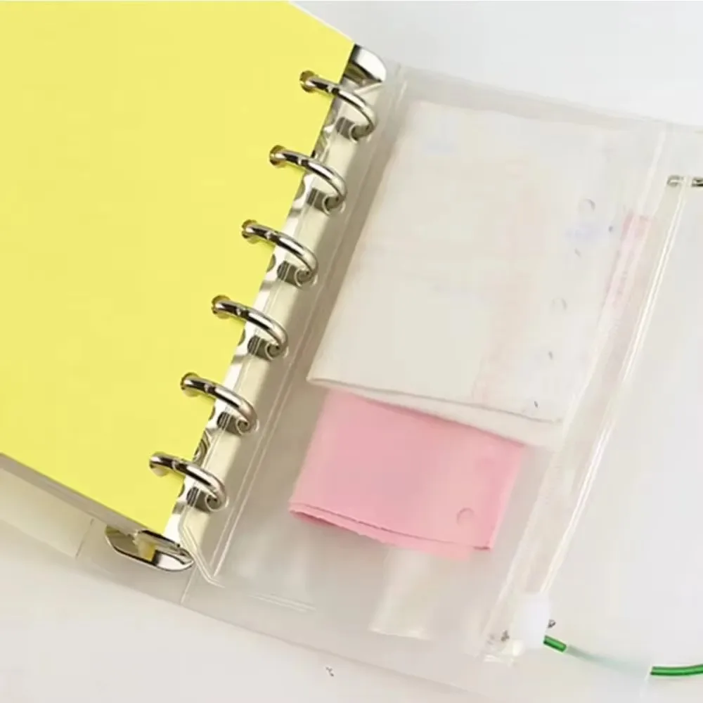 A5 A6 A7 5Pcs Binder Pockets Binder Zipper Folders for 6 Ring Notebook Divider Page Waterproof PVC Leaf Document Filing Bag