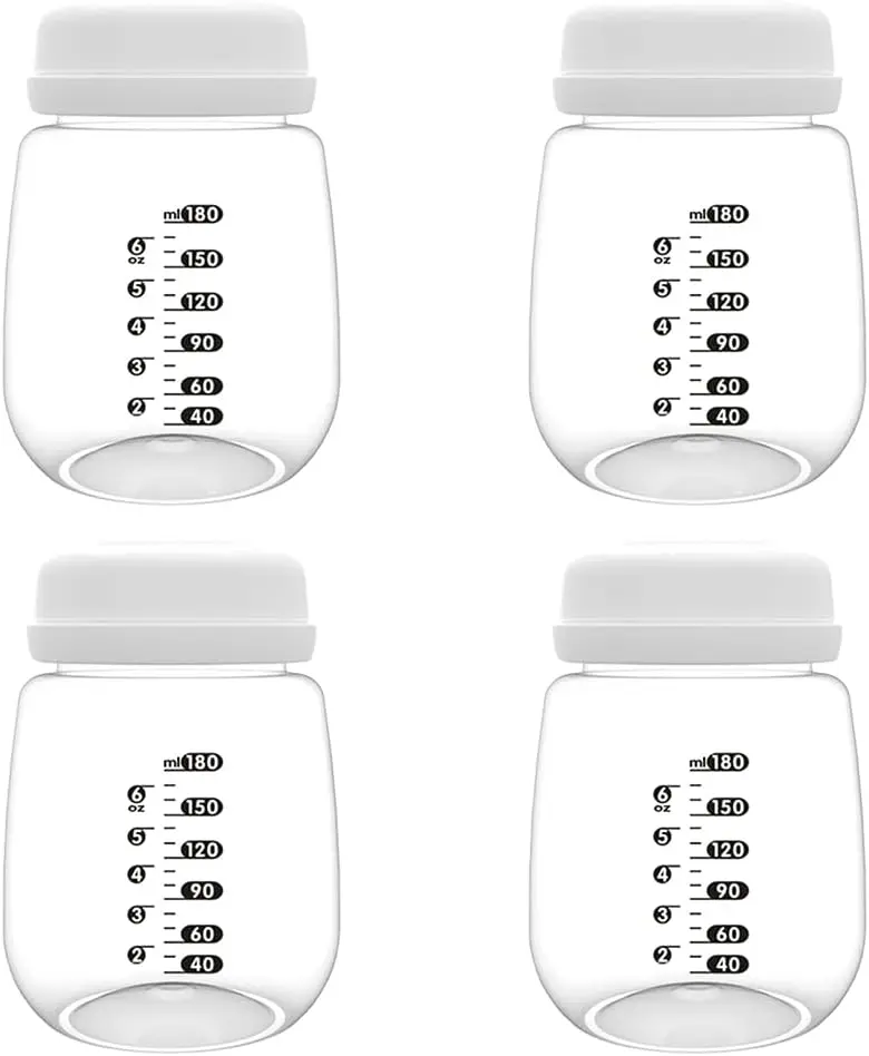 Garrafas de coleta de bomba tira-leite para bombas tira-leite Spectra S2/S1/9 Plus, garrafas reutilizáveis de 180ml com colar e disco de vedação