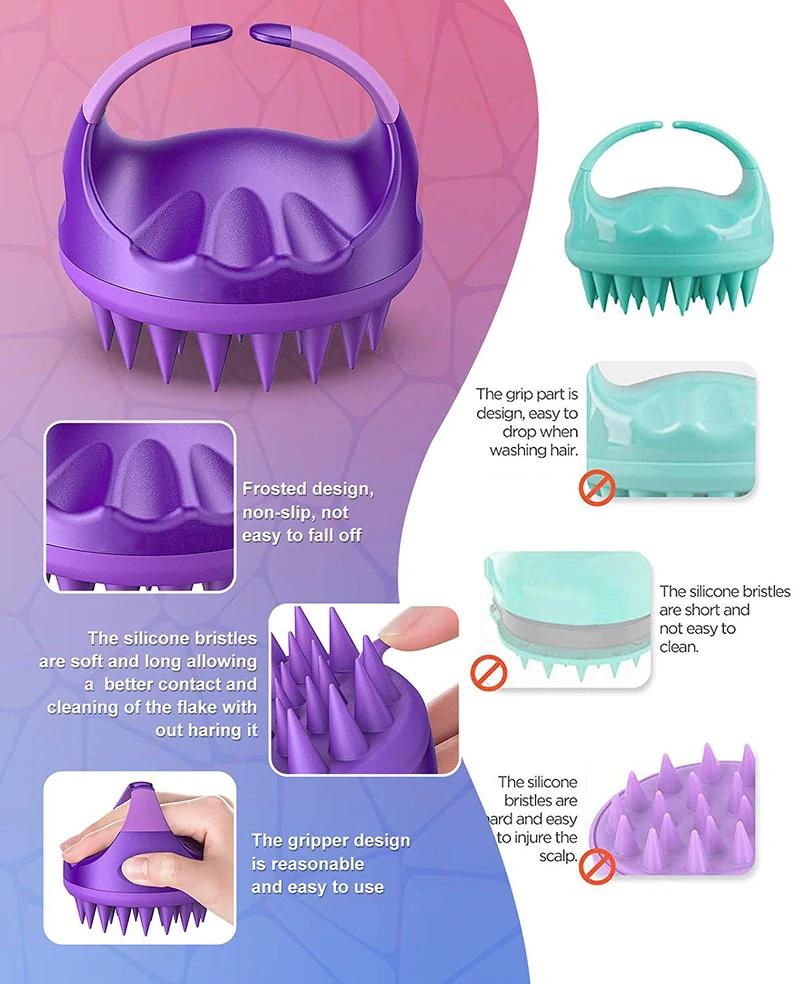 Escova massageadora para couro cabeludo, escova para shampoo, lavagem de cabelo, silicone macio, massageador de couro cabeludo, pente para remoção de caspa, escova de shampoo