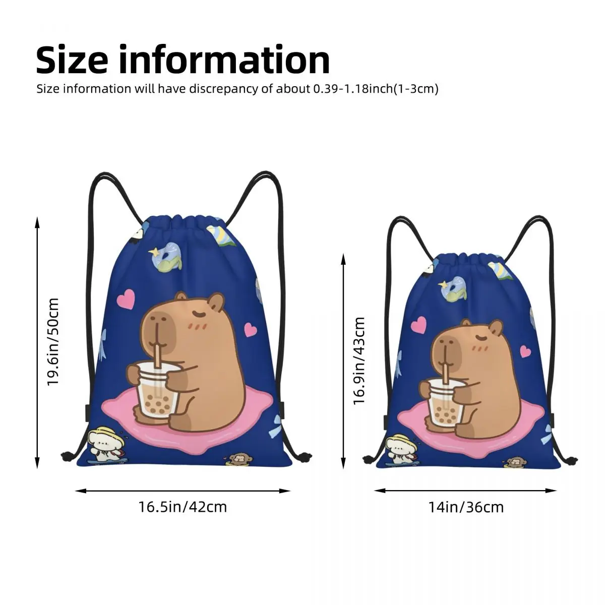 Cute Capybara Capibara Animal Drawstring Backpack Sports Gym Bag String Sackpack for Exercise