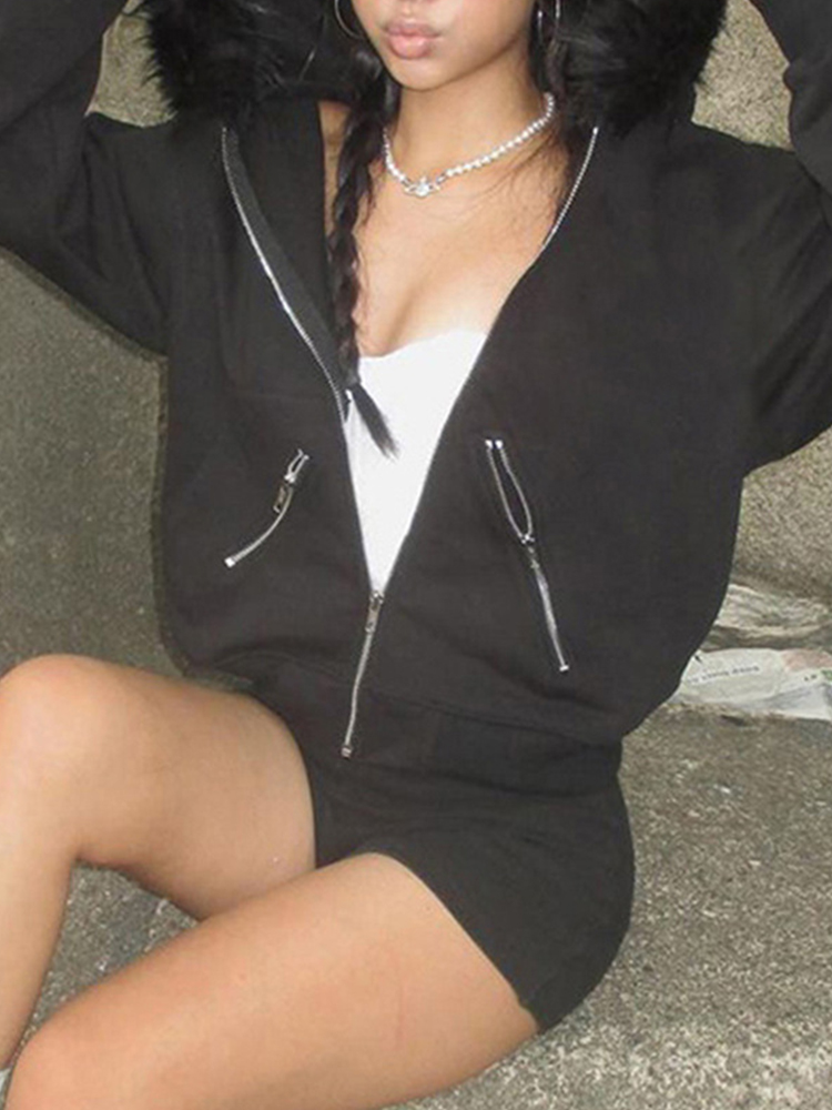 AltGoth 다크 아카데미아 고딕 맨투맨 여성 스트리트웨어, 하라주쿠 빈티지 Y2k E-girl 사이버 펑크 퍼 칼라, 루즈 가디건 상의