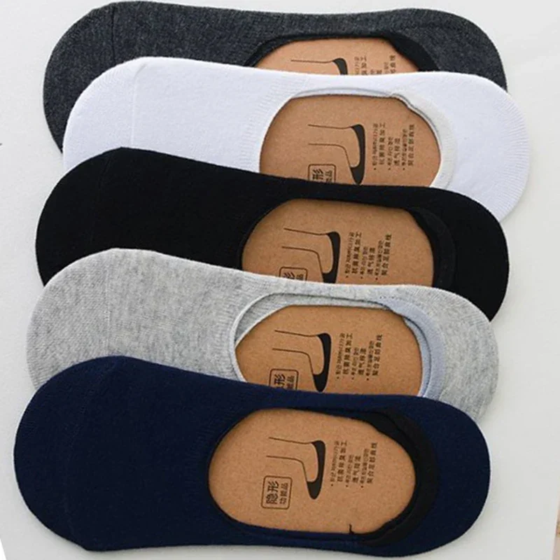 5Pairs Männer Boot Baumwolle Socken Sommer Herbst Nicht-slip Silikon Unsichtbare Atmungsaktive Socken Männliche Söckchen Hausschuhe Sport socken