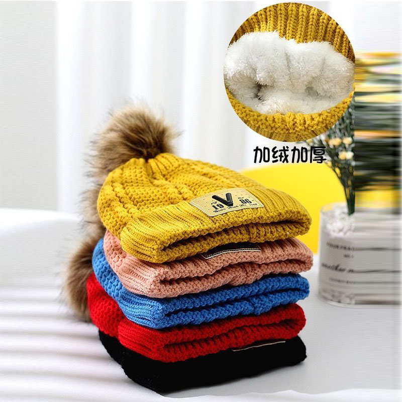 Conjunto de sombrero y bufanda para niños, combinación de niños y niñas, estilo grueso encantador, gorro de lana de punto cálido de otoño e invierno y bufanda para el cuello