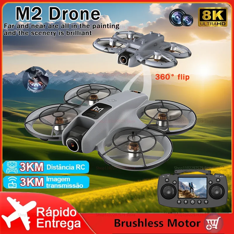 Drones M2 avec double caméra HD 8K, maintien de la hauteur, localisation du flux optique, évitement d'obstacles RC, jouets quadrirotor pliables, nouveauté 2025