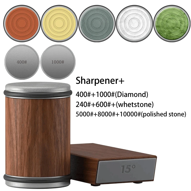 Rolling Knife Sharpener Magnetic Knife Holder Diamond Sharpening Stone with15and20 Degrees Angle Roller Kitchen Accessory set