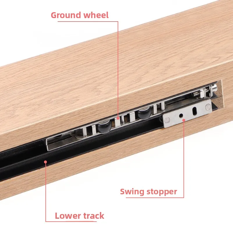 Two-way Buffer Ghost Door Hardware Accessories Hanging Rail Hanging Sliding Wooden Door Hidden Trackless Sliding Door Track