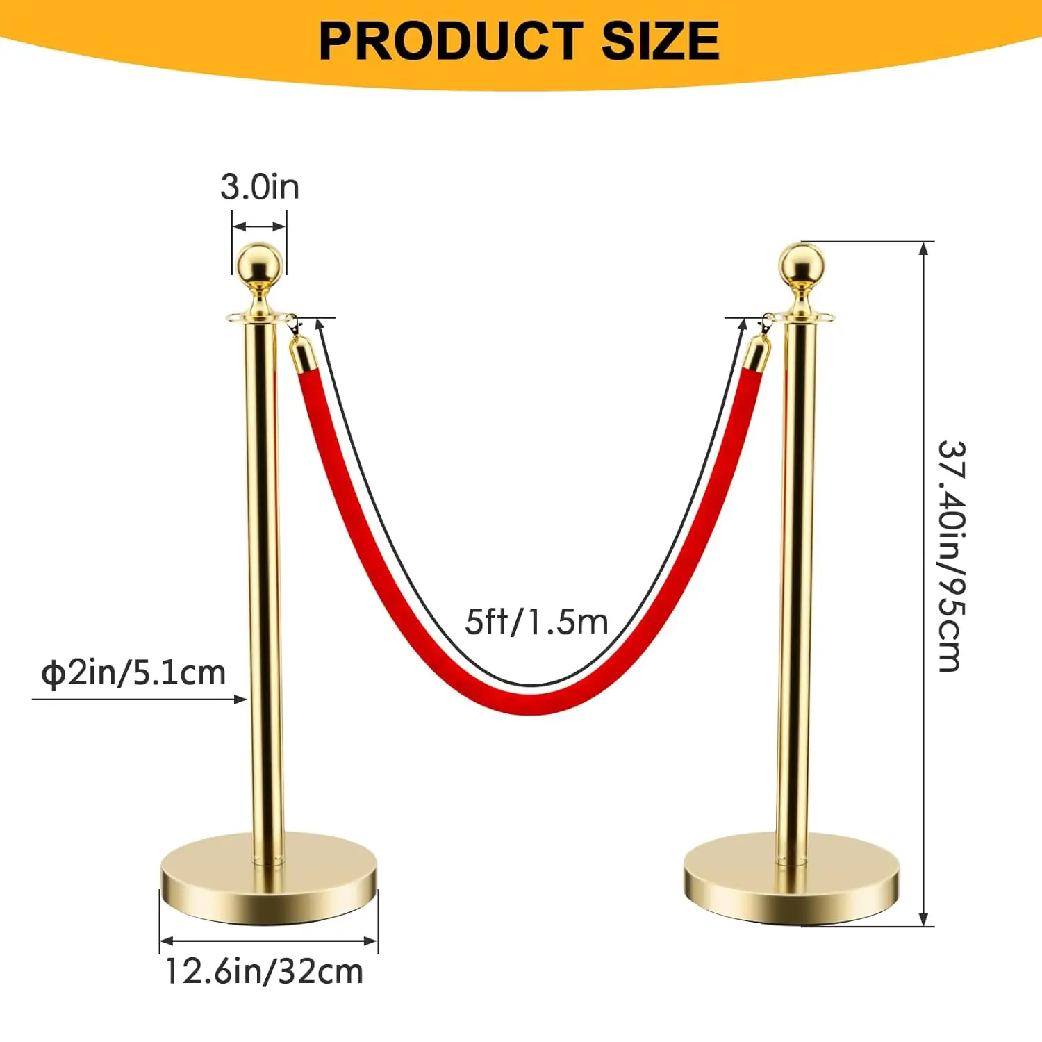 8 PCS Stainless Steel Stanchion Post Queue 5 ft Red Velvet Rope Red Carpet Ropes and Poles Crowd Control Barriers for Red