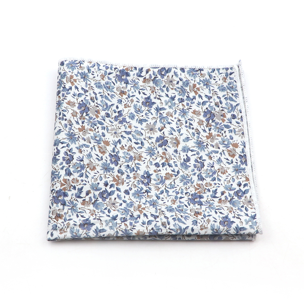Lenços Padrão Floral Branco Clássico, Lindo Lenços Quadrados de Algodão para Casamento, Roupa Diária, Acessórios de Camisa, Presentes