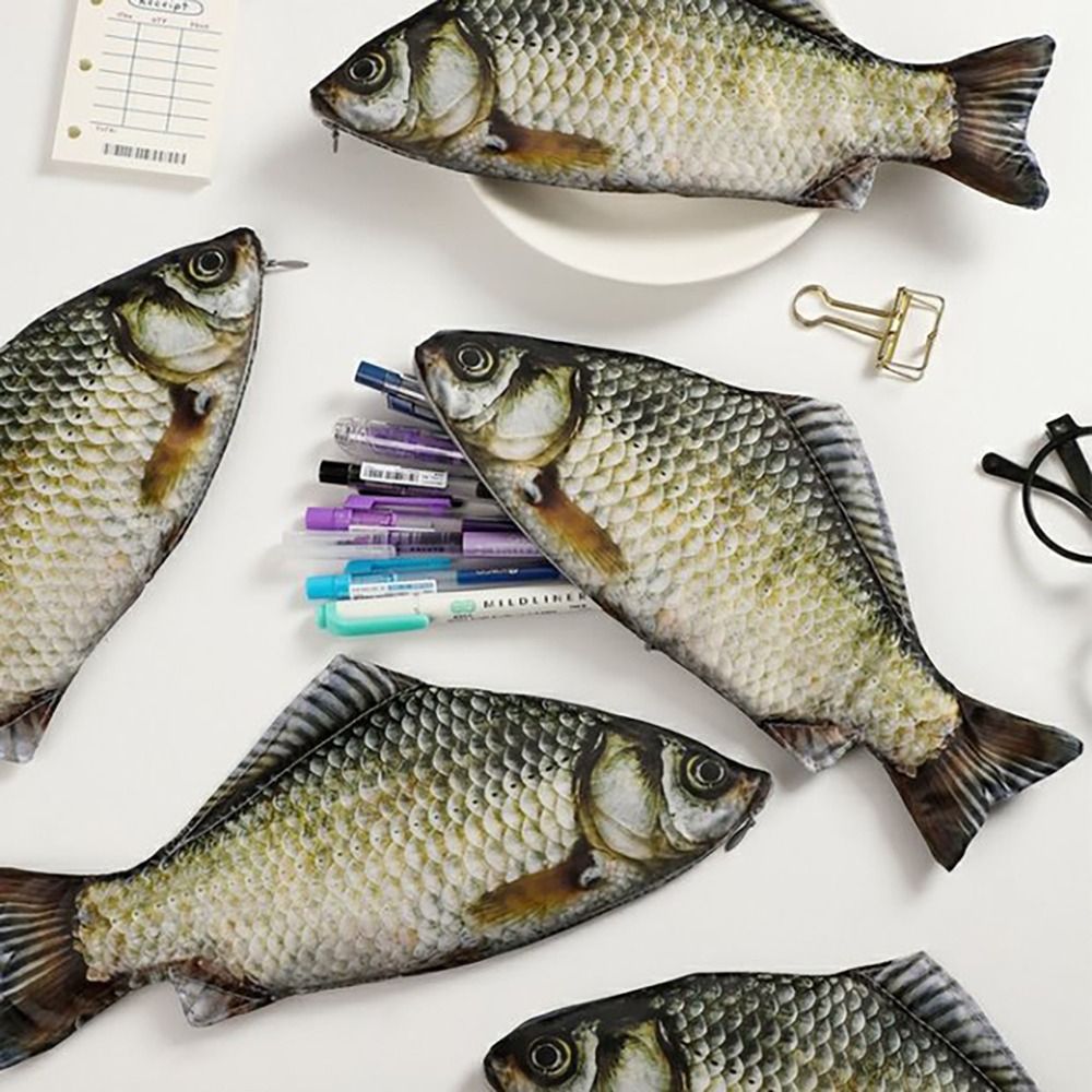 Cartoon Große Kapazität Stift Tasche Simulierte Karausche Multifunktionale Bleistift Fall Schreibwaren Veranstalter Student