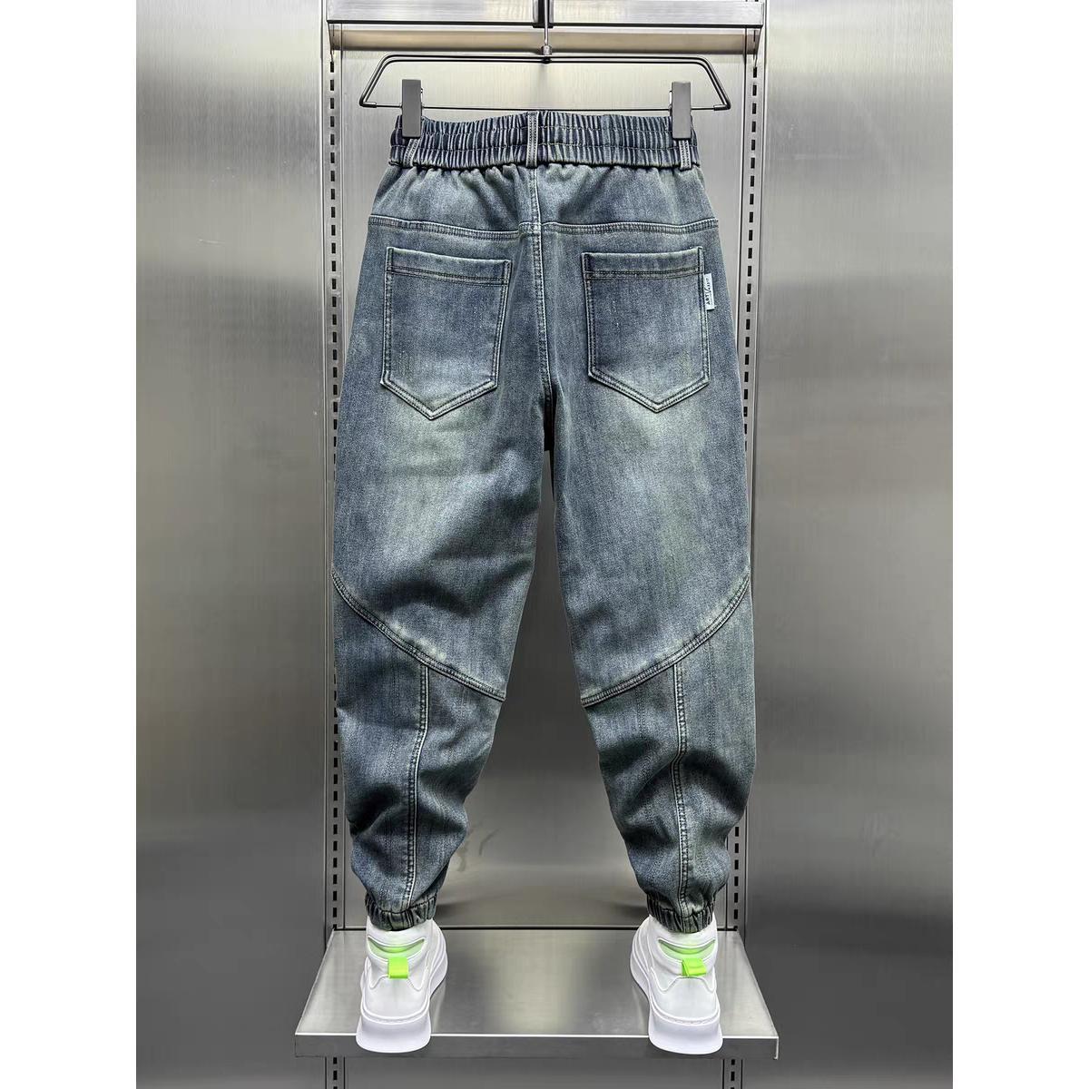 Blaue Jeans Jeans lose Harems hose elastische Taillen manschetten lässig Frühling Herbst Luxus kleidung Männer koreanisch neue Herrenmode