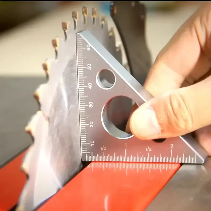 Regla Esquadro de aluminio, calibre de ángulo recto esmerilado de 45/90 grados, regla triangular con escalas imperiales y métricas