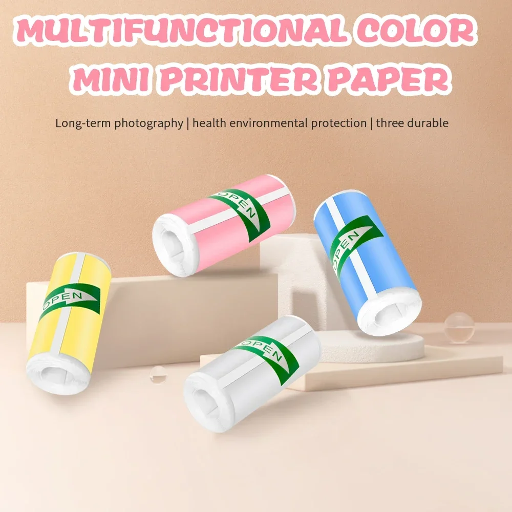 Mini Printer Color Sticker Thermal Paper Label For PeriPage PAPERANG Poooli P1 P6 A6 A8 57mm Width Photo Printer For Notes Photo